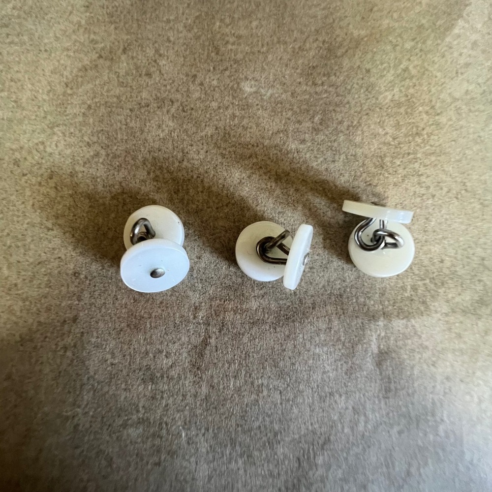 Vintage White Mother of Pearl Tuxedo Shirt Studs Set of 3 Formal Silver Tone